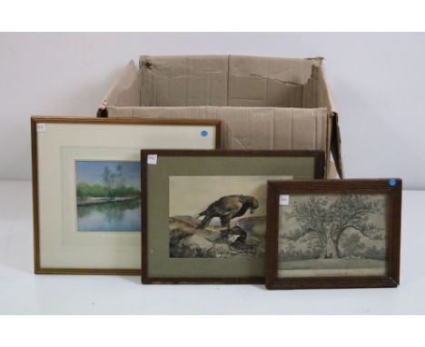 Collection of Thirteen Watercolours and Prints, all framed and glazed 