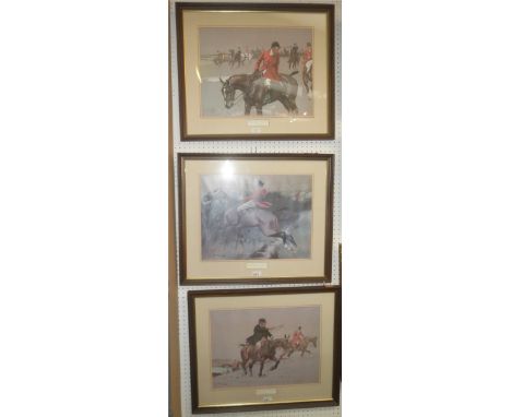 After Lionel Edwards 3 colour prints Hunting types The M.F.H, Old Mr Barleycorn & Thruster 54cm x 62 F&G