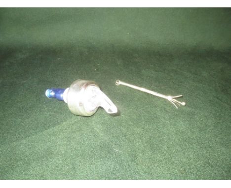 Modern Hallmarked silver and plastic shot dispenser and swizzle stick 