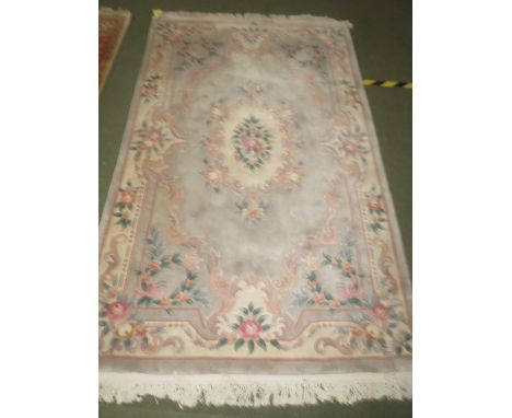 Rug with beige background with floral design and burgundy boarders and light grey floral pattern rug 250cm x 153cm, 260cm x 1