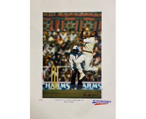 Andy Roberts signed limited edition print with signing photo The West Indies' legendary fast bowlers of the 1980's had a repu