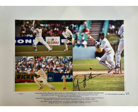 Gary Kirsten signed limited edition print with signing photo. Gary Kirsten scored over 7,000 Test Match runs at an average of