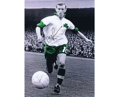 Football Autographed BOBBY LENNOX 16 x 12 Photo : Colorized, depicting Celtic midfielder BOBBY LENNOX in full length action d