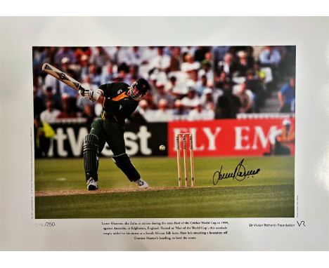 Lance Klusener signed limited edition print with signing photo. Lance Klusener is one of the most skilful players in the game