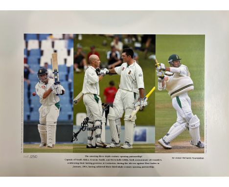 Herschelle Gibbs signed limited edition print with signing photo. Herschelle Gibbs was summoned from the school classroom as 