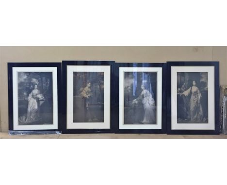 Four Victorian mezzotints after various Old Master portraits of ladies, each 59 x 35 cm  