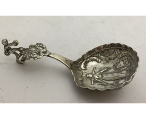 A Dutch silver caddy spoon