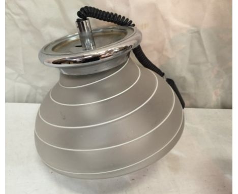 A chrome and frosted glass hanging lamp - Deco style