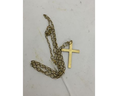 A 9ct gold crucifix on chain