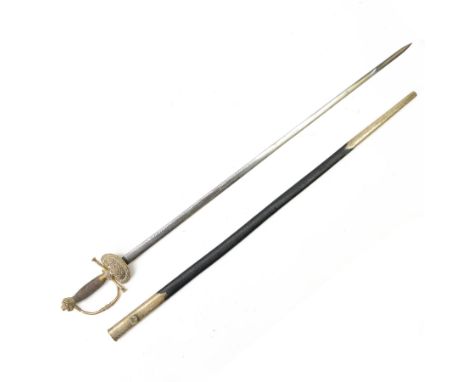 Victorian court and diplomatic ceremonial sword, the 79cm blade finely etched with scrolling motifs and engraved Huntsman Mar