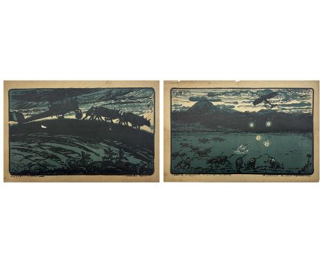 Pair of French Great War Aviation prints, Scale de Bombardement de Clarment and Avion Caproni 3 moteurs 
