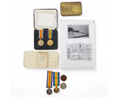 WWI two pairs of medals, British War Medal and Victory Medal,  awarded to 119982 Cpl Jesse Francis Stevens Royal Army Medical