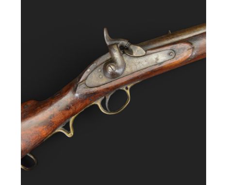 Percussion musket, the 70cm barrel with ramrod under, full walnut stock, with two sling swivels, overall L110cmSold as an exe