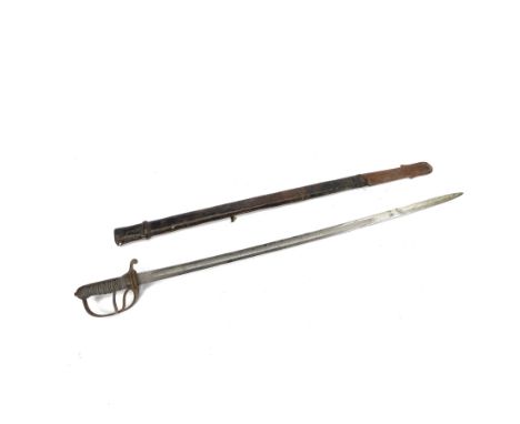 Victorian artillery officer's sword by Henry Wilkinson Pall Mall London, with 89cm steel blade, wirebound fishskin grip, cheq