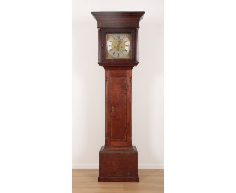 AN 18TH CENTURY OAK LONGCASE CLOCK BY COURTER OF RUTHIN the 30cm wide dial with silvered chapter ring, spandrels, subsidiary 