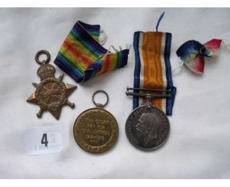 A group of 3 WWI medals to Pte H. Livsey  W. Rid. R. (No. 3294)       