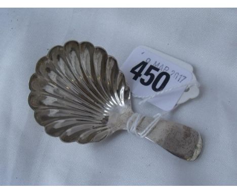 Georgian oe pattern caddy spoon with shell bowl Lon  1823 by BD        