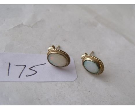 Pair 9ct opal set ear studs      