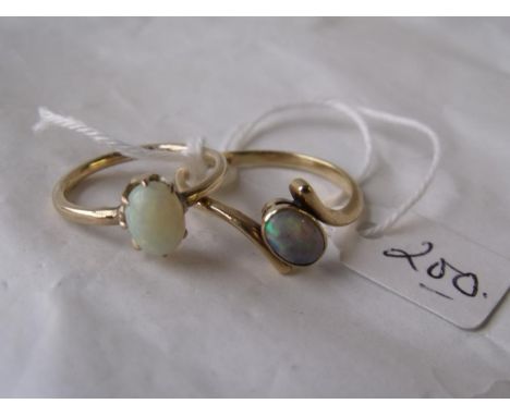 Two single stone gold mounted opal rings    