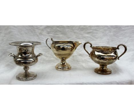 A Garden Silversmiths sterling pedestal bowl, with a pierced rim, together with other sterling bowls, sugar basin and cream j