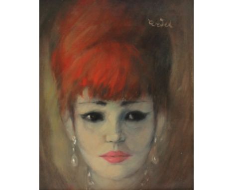 Edda Baronin von Wedel (born 1867)Head and shoulders portrait of a red headed ladyOil on CanvasSigned32 x 26.5cm