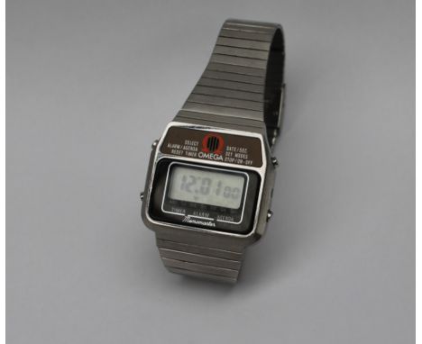 An Gentleman's stainless steel Omega Memomaster wristwatch, the rectangular dial with settings for Timer, Alarm and Agenda, o