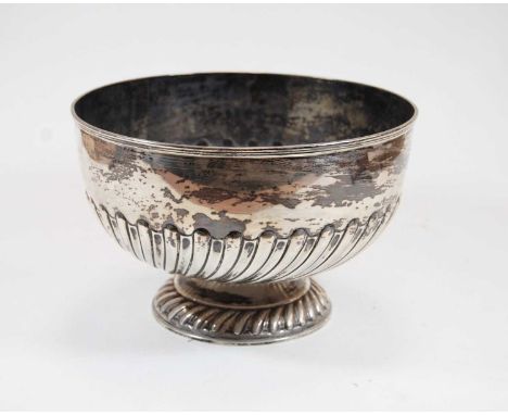 A late Victorian silver pedestal fruit bowl, of half-gadrooned form, on circular footrim, maker William Hutton &amp; Sons, Lo