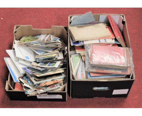 Two boxes of ephemera to include modern postcards, Ordnance Survey and other maps etc
