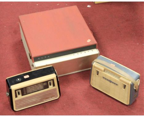 A mid-20th century Alba portable record player; together with a Spidola bakelite cased radio; and one other radio (3)