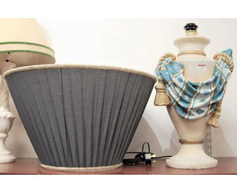 A C Rosa composition neo-classical table lamp with pleated silk shade, stamped to base and dated 1997, height 56cm (excluding