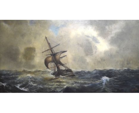 B Briggs - 'Snug Down No 1' an extensive seascape, oil on canvas, signed lower right, 65 x 121 cm