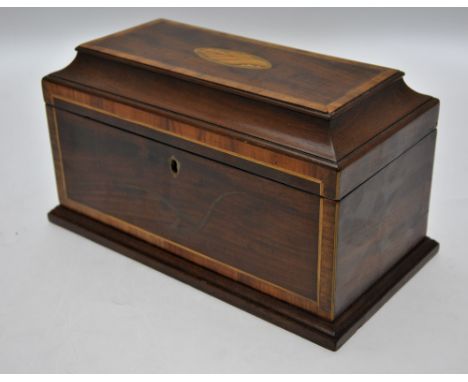 A Sheraton Revival shell inlaid and cross-banded caddy topped box, 29 x 16 x 16 cm high