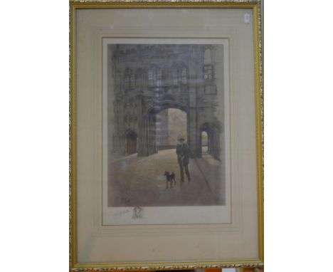 After Cecil Aldin (1870-1935) - 'The Chain Gate, Wells', lithograph, pencil signed to lower left margin, 44 x 30 cm; 'Old Man