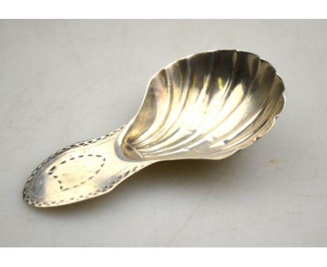 A George III silver caddy spoon with shell bowl and bright-cut handle, George Smith & William Fearn, London 1787