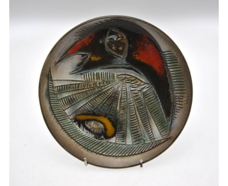 A Poole plate, Atlantis series, designed by Guy Sydenham, 22 cm dia., impressed factory mark and monogram Condition Report Go