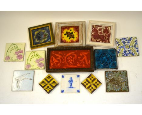 A mixed collection of mainly Victorian tiles (13) Condition Report Good condition overall
Griffen - crazed glaze
Double tile 
