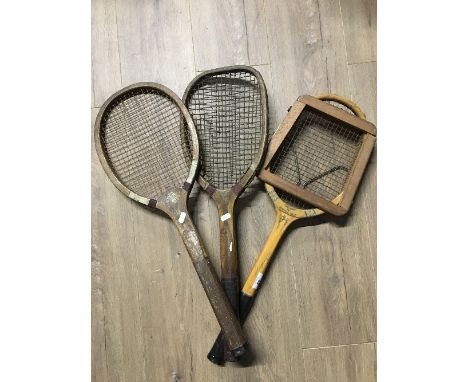 3 VINTAGE TENNIS RACKETS