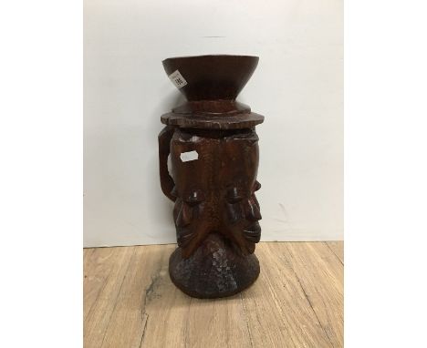 CARVED TRIBAL CANDLE STICK