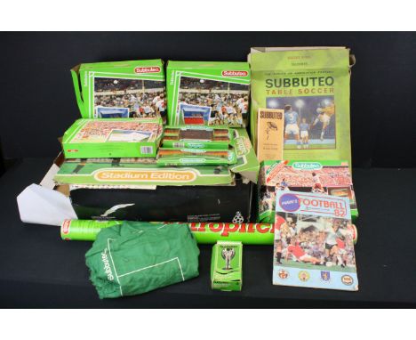 Subbuteo - Collection of LW &amp; HW Subbuteo to include 2 x boxed Grandstand, many balls featuring Tangos, boxed World Cup. 