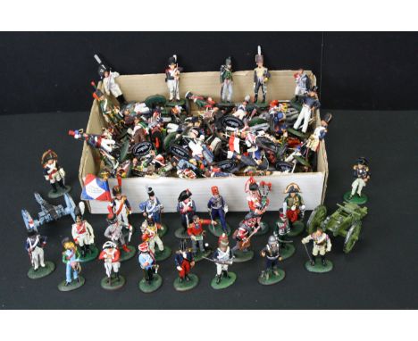Over 75 Del Prado Napoleonic Era metal figures, featuring 2 x artillery guns (Light Six-Pounder and Canon Gribeauval de 12 li