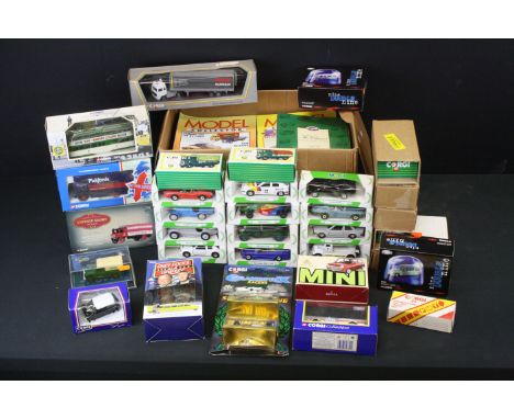 32 Boxed Corgi diecast models to include 12 x Mobil Performance Car Collection, 7 x BP models, Corgi Classics Pickfords Luton