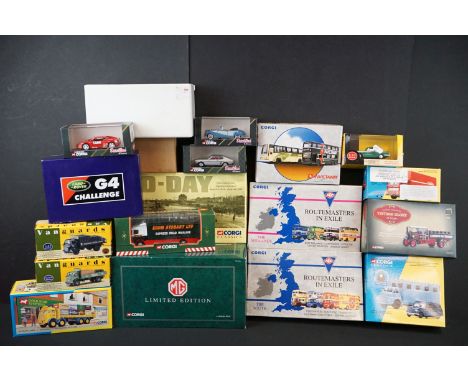 19 Boxed diecast models to include 15 x Corgi (ltd edn MG, ltd edn Mini 7 Racing Club, Invictaway set, 2 x Routemaster in Exi