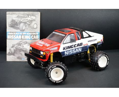 Tamiya 1/10 R/C Nissan King Cab off road racer radio control car, with instructions 