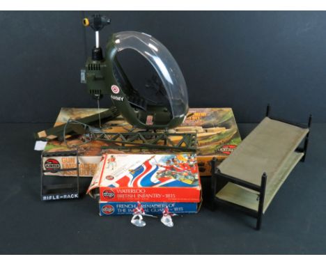 Three Boxed Airfix military plastic model sets to include a HO:OO Scale Gun Emplacement Assault Set and 2 x Military History 