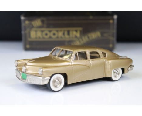 Boxed Brooklin Collection BRK. 2A 1948 Tucker Torpedo diecast model in metallic gold (diecast ex, box with unsecured seam and