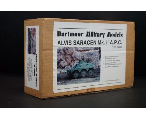 Boxed &amp; unbuilt Dartmoor Military Models Alvis Saracen Mk. II A.P.C. 1:35 scale metal and plastic tank model kit, with in