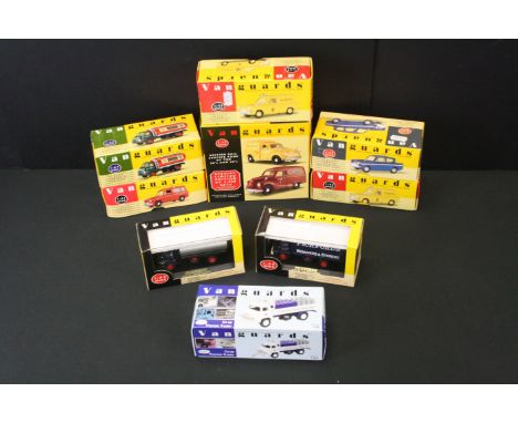 Nine Boxed Vanguards diecast models, featuring a ltd edn 2-part British Rail 1:43 set no. BR 1002, 2 x VA4001 Automobile Asso