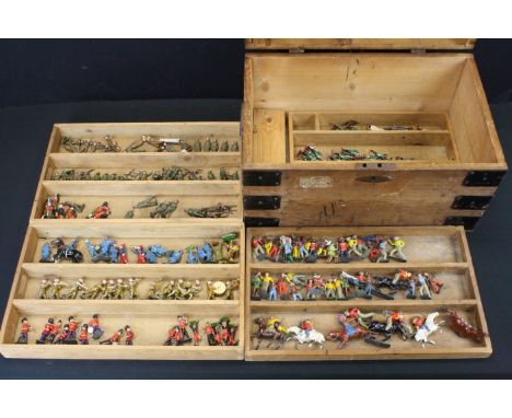 Collection of over 170 mid 20th C play worn metal figures, to include Britains and Johillco, comprising of soldiers and cowbo