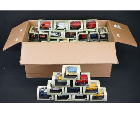 84 Cased Oxford Diecast Commercials 1:76 scale models to include 76J4002 BMC J4 Van, 76AK013 Austin 3 Way Van Wynns, 76FT032 