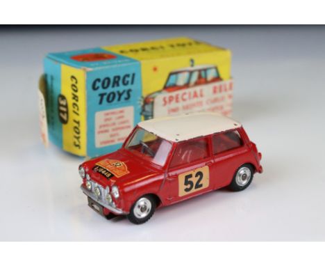 Boxed Corgi 321 Special Release 1965 Monte Carlo Winner BMC Mini Cooper S with authentic trim diecast model, within 317 box w